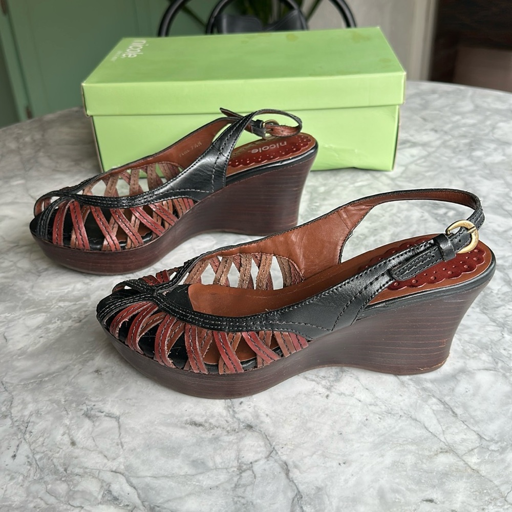 Nicole size 7 leather Pixel wedges, size 7.7